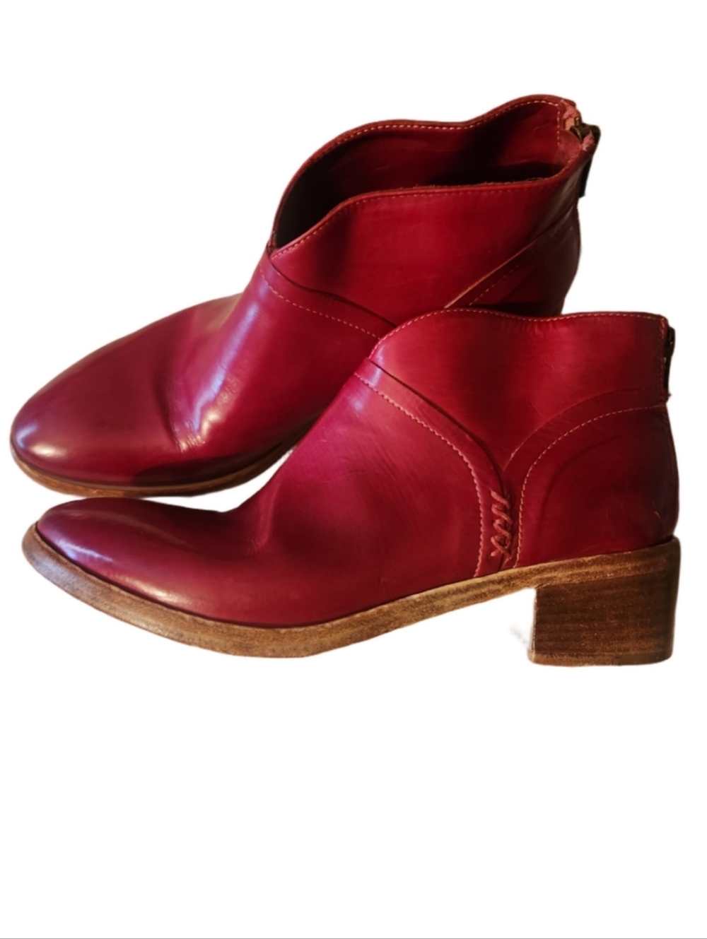 La Bottega di Lisa Women's Leather Ankle Boots - Burgundy Red EU 88.5/US 8